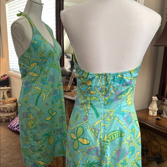 Lilly Pulitzer Resort Halter Dress in Blue and Green - Picture 4 of 9